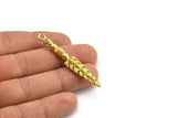 Tribal Sword Pendant, 2 Raw Brass Sword Pendant with Skulls (59x10x6mm) N0193