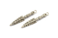 Tribal Sword Pendant, 1 Antique Silver Plated Sword Pendant with Skulls (59x10x6mm) N0193 H0191