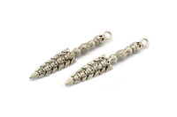 Tribal Sword Pendant, 1 Antique Silver Plated Sword Pendant with Skulls (59x10x6mm) N0193 H0191