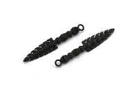 Black Tribal Sword Pendant, 1 Oxidized Brass Black Sword Pendant with Skulls (59x10x6mm) N0193 S136