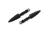 Black Tribal Sword Pendant, 1 Oxidized Brass Black Sword Pendant with Skulls (59x10x6mm) N0193 S136