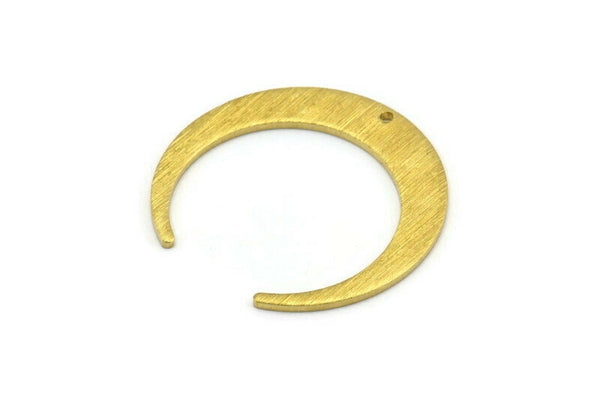 Pirinç Ay Tılsımı, 1 Delikli 12 Ham Pirinç Dokulu Hilal Ay Tılsımı, Bağlantı Parçaları (27x25x1mm) D931