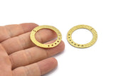 Brass Ring Charm, Hammered Raw Brass Round Charms With 9 Holes, Pendants, Findings (35x5x1mm) N0371