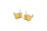 Gold Earring Posts, 2 Gold Plated Brass Semi Circle Earrings Stud With 1 Loop, Half Moon Studs, Sun Studs (14x14x1.8mm) N1865