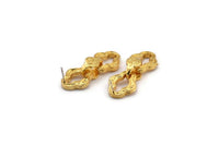 Gold Chain Earring, 2 Gold Plated Brass Soldered Chain Stud Earrings N1823