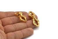 Gold Chain Earring, 2 Gold Plated Brass Soldered Chain Stud Earrings N1823