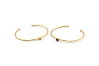 Gold Round Cuff, Gold Plated Brass Bracelet Stone Setting With 1 Pad -  Pad Size 5mm D1652