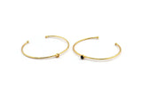 Gold Round Cuff, Gold Plated Brass Bracelet Stone Setting With 1 Pad -  Pad Size 5mm D1652