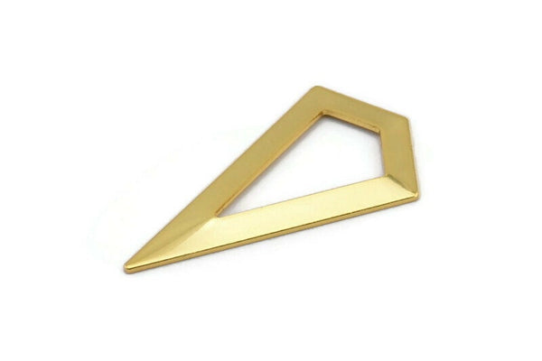 Gold Triangle Pendant, 2 Gold Plated Brass Triangle Pendants, Charms, Earrings (38x20x0.8mm) U148 Q0475