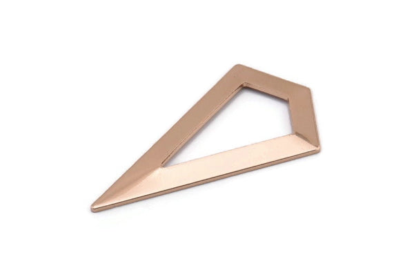 Gül Altın Üçgen Kolye, 2 Gül Altın Kaplama Pirinç Üçgen Kolye, Tılsımlar, Küpeler (38x20x0,8 mm) U148 Q0475
