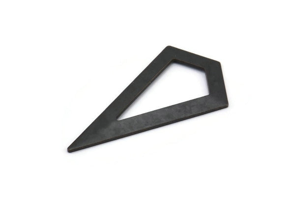 Siyah Üçgen Kolye, 3 Oksitlenmiş Pirinç Siyah Üçgen Kolye, Tılsımlar, Küpeler (38x20x0,8 mm) U148 S742
