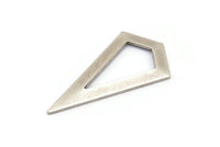 Silver Triangle Pendant, 3 Antique Silver Plated Brass Triangle Pendants, Charms, Earrings (38x20x0.8mm) U148 H0570