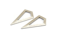 Silver Triangle Pendant, 3 Antique Silver Plated Brass Triangle Pendants, Charms, Earrings (38x20x0.8mm) U148 H0570