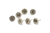 Silver Letter Earring, 4 Antique Silver Plated Brass Alphabets, Alphabet Stud Earrings, Initial Earrings, Personalized Ear Stud (9mm) F063