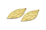 Wide Brass Leaf, Raw Brass Leaf  Charms (46x20mm) N0190