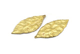 Wide Brass Leaf, Raw Brass Leaf  Charms (46x20mm) N0190
