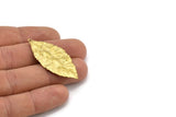 Wide Brass Leaf, Raw Brass Leaf  Charms (46x20mm) N0190