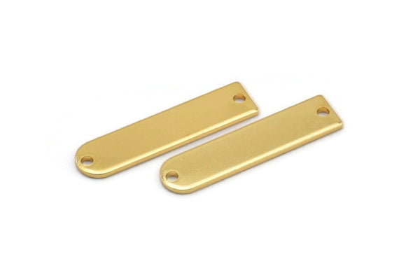 D Shape Rings - 3 Gold Plated Brass D Shape Connectors With 2 Holes (27.5x6.5x1mm) BS 1937