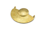 Semi Circle Pendant, 3 Raw Brass Geometric Semi Circle Pendant With 2 Loops (33x28x3.5mm) BS 1906