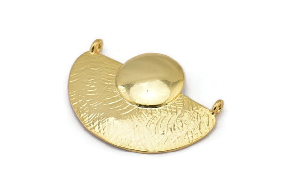 Yarım Daire Kolye, 2 Halkalı 1 Altın Kaplamalı Pirinç Geometrik Yarım Daire Kolye (33x28x3,5 mm) BS 1906