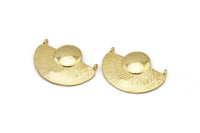 Yarım Daire Kolye, 2 Halkalı 1 Altın Kaplamalı Pirinç Geometrik Yarım Daire Kolye (33x28x3,5 mm) BS 1906