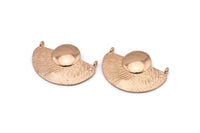 Yarım Daire Kolye, 2 Halkalı 1 Gül Altın Kaplamalı Pirinç Geometrik Yarım Daire Kolye (33x28x3,5 mm) BS 1906