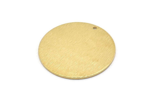 Brass Round Tag, 4 Raw Brass Textured Round Stamping Blanks With 1 Hole, Charms, Pendants, Findings (30x1mm) D0810