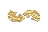 Semi Circle Charm, 8 Raw Brass Hammered Semi Circle Charm Pendants With 2 Holes (33x22x0.80mm) D0673
