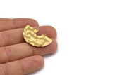 Semi Circle Charm, 8 Raw Brass Hammered Semi Circle Charm Pendants With 2 Holes (33x22x0.80mm) D0673