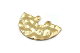 Semi Circle Charm, 2 Gold Plated Brass Hammered Semi Circle Charm Pendants With 2 Holes (33x22x0.80mm) D0673