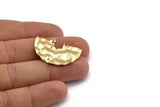Semi Circle Charm, 2 Gold Plated Brass Hammered Semi Circle Charm Pendants With 2 Holes (33x22x0.80mm) D0673