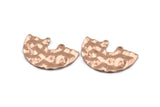 Semi Circle Charm, 2 Rose Gold Plated Brass Hammered Semi Circle Charm Pendants With 2 Holes (33x22x0.80mm) D0673