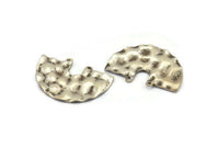 Semi Circle Charm, 4 Hammered Antique Silver Plated Semi Circle Charm Pendants With 2 Holes (33x22x0.80mm) D0673