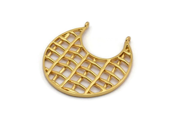 Gold Ethnic Pendant, 1 Gold Plated Brass Ethnic Pendants With 2 Loops (41x2mm) E246 Q0511
