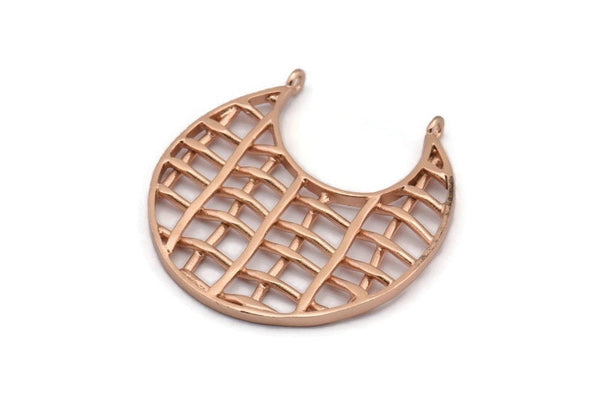Rose Gold Ethnic Pendant, 1 Rose Gold Plated Brass Ethnic Pendants With 2 Loops (41x2mm) E246 Q0511