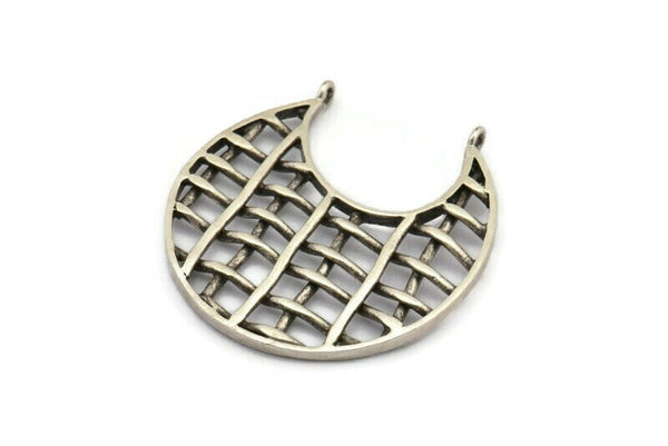 Gümüş Etnik Kolye, 2 Halkalı 1 Antik Gümüş Kaplama Pirinç Etnik Kolye (41x2mm) E246 H0586