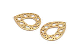 Gold Drop Charm, 4 Gold Plated Brass Drop Shaped Charms With 1 Hole, Pendants, Earrings, Findings (24x19x0.80mm) D851 Q0788