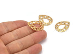 Gold Drop Charm, 4 Gold Plated Brass Drop Shaped Charms With 1 Hole, Pendants, Earrings, Findings (24x19x0.80mm) D851 Q0788