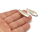 Silver Irregular Charm, 4 Antique Silver Plated Brass Marquise Connectors With 2 Hole, Findings (36x10.5x1.5mm) D1174