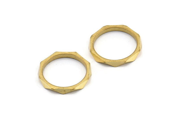 15mm Brass Rings - Raw Brass Faceted Rings, Connector (15mm) N0498
