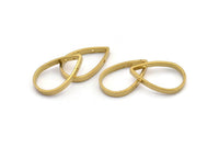 Thick Drop Connector, 12 Raw Brass Drop Earring, Necklace Findings with 2 holes (22x14x2.5mm) BS 2320