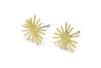 Brass Sun Earring, 12 Raw Brass Sun Shaped Stud Earrings (11x12x0.60mm) A2958