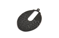 Siyah Oval Charm, 1 Döngülü 6 Oksitlenmiş Siyah Pirinç Dalgalı Oval Charm (21x30x0,60 mm) D1106