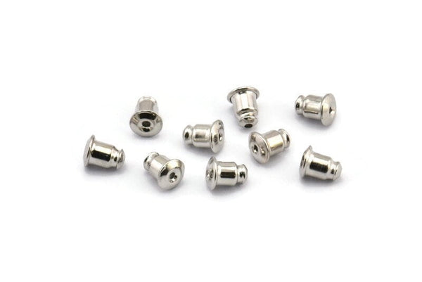 Earring Back Stopper, 100 Silver Tone Earring Back Stopper, Earnest (6x5mm) BS 2155
