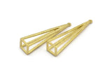 Brass Triangle Prism, 3 Raw Brass Triangle Prism Pendants With 1 Loop (45x10mm) BS 1983