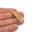 Brass Triangle Prism, 3 Raw Brass Triangle Prism Pendants With 1 Loop (45x10mm) BS 1983
