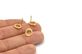 Gold Round Earring, 6 Gold Plated Brass Round Earring Posts, Pendants, Findings (10x1mm) E341