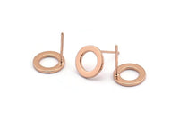 Gül Altın Yuvarlak Küpe, 6 Gül Altın Kaplama Pirinç Yuvarlak Küpe Direği, Kolye Uçları, Bulgular (10x1mm) E341