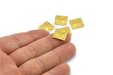 X on Square Charm, 20 Raw Brass Square Textured Charms, Findings  (13x13mm) Brs 433 A0100