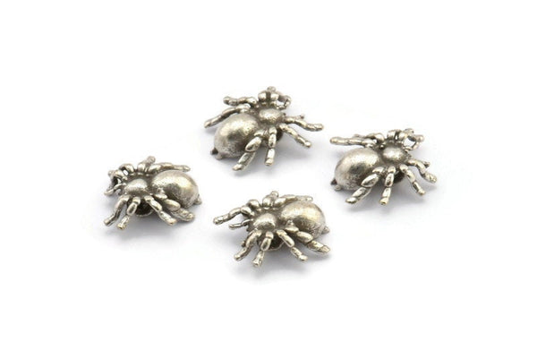 Silver Spider Pendant, 6 Antique Silver Plated Spider Bracelet Finding, Pendants, Necklace Findings (14x13mm) N0353 H0135